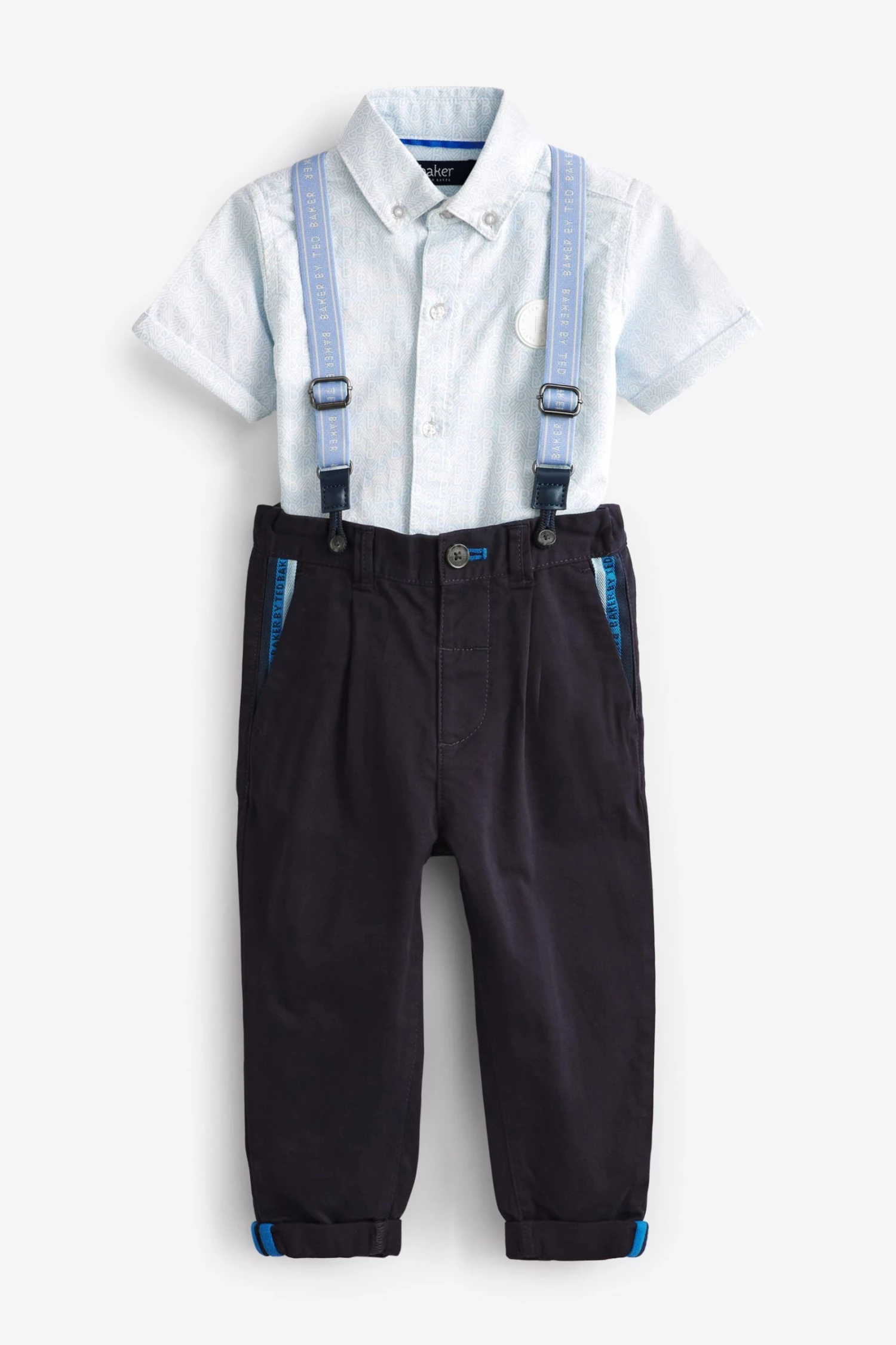 Baker By Ted Baker Navy Chino Shirt And Braces Set 6 Baker By Ted Baker Navy Chino Shirt And Braces Set - Image 6