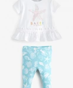 Baker By Ted Baker White Starfish T-Shirt And Leggings Set -Baker by Ted Baker shop unnamed file 110