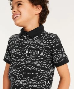Baker By Ted Baker Black Printed Polo Shirt