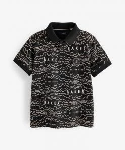 Baker By Ted Baker Black Printed Polo Shirt -Baker by Ted Baker shop unnamed file 1161