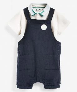 Baker By Ted Baker Navy Blue Dungarees Set