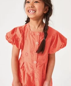 Baker By Ted Baker Girls Orange Broderie Playsuit