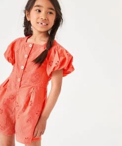 Baker By Ted Baker Girls Orange Broderie Playsuit -Baker by Ted Baker shop unnamed file 1236 scaled