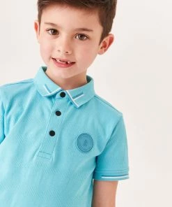 Baker By Ted Baker Blue Textured Polo Shirt