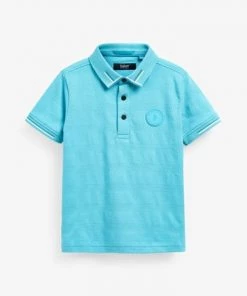 Baker By Ted Baker Blue Textured Polo Shirt -Baker by Ted Baker shop unnamed file 1277