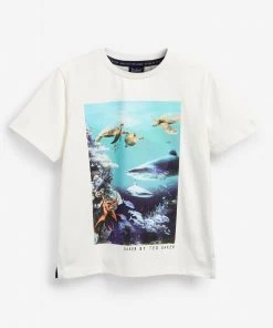 Baker By Ted Baker White Turtle Graphic T-Shirt