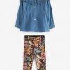 Baker By Ted Baker Blue Chambray Blouse And Leggings Set
