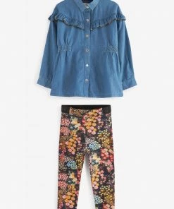 Baker By Ted Baker Blue Chambray Blouse And Leggings Set