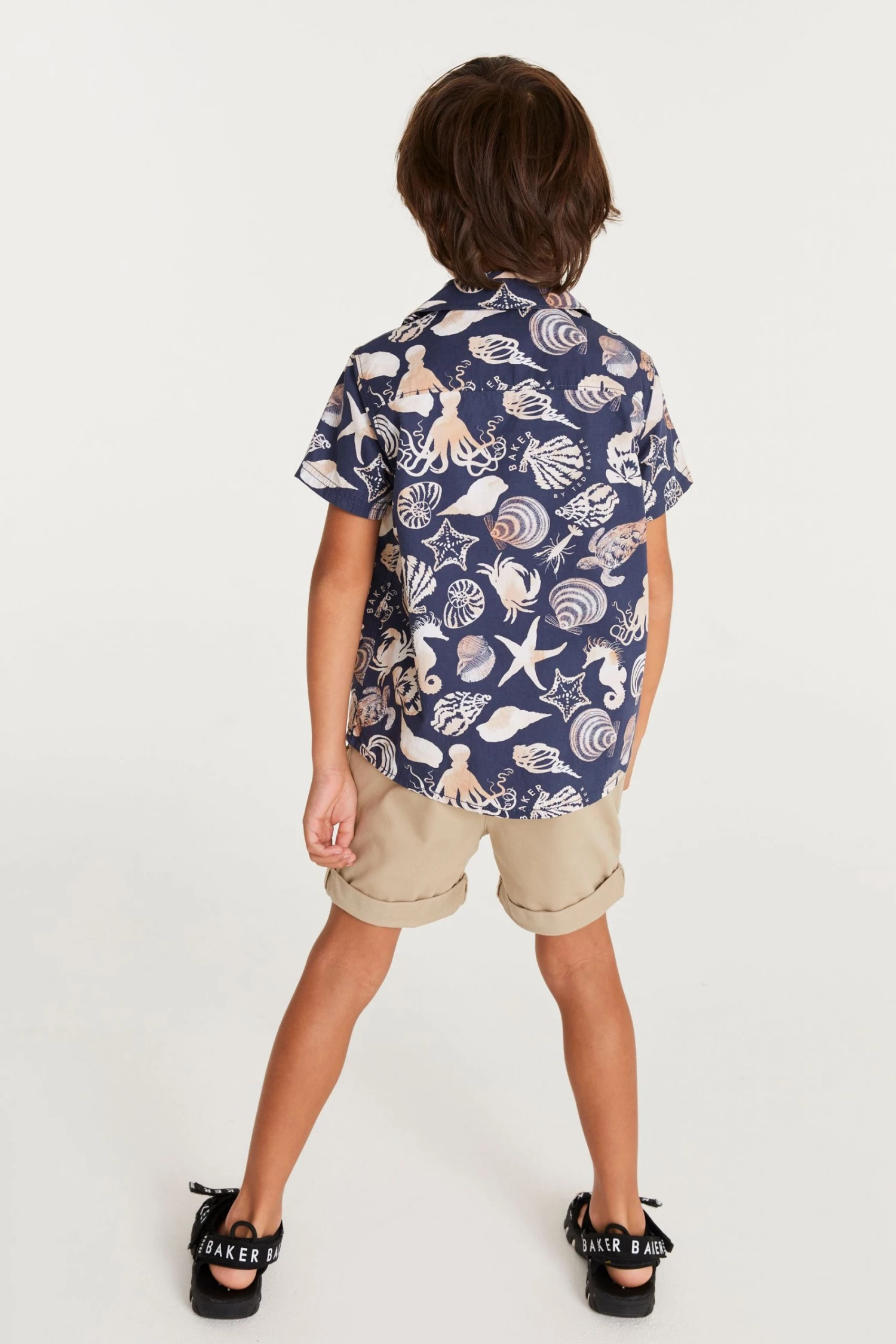 Baker By Ted Baker Navy Blue Shell All-Over Print Shirt 2 Baker By Ted Baker Navy Blue Shell All-Over Print Shirt - Image 2