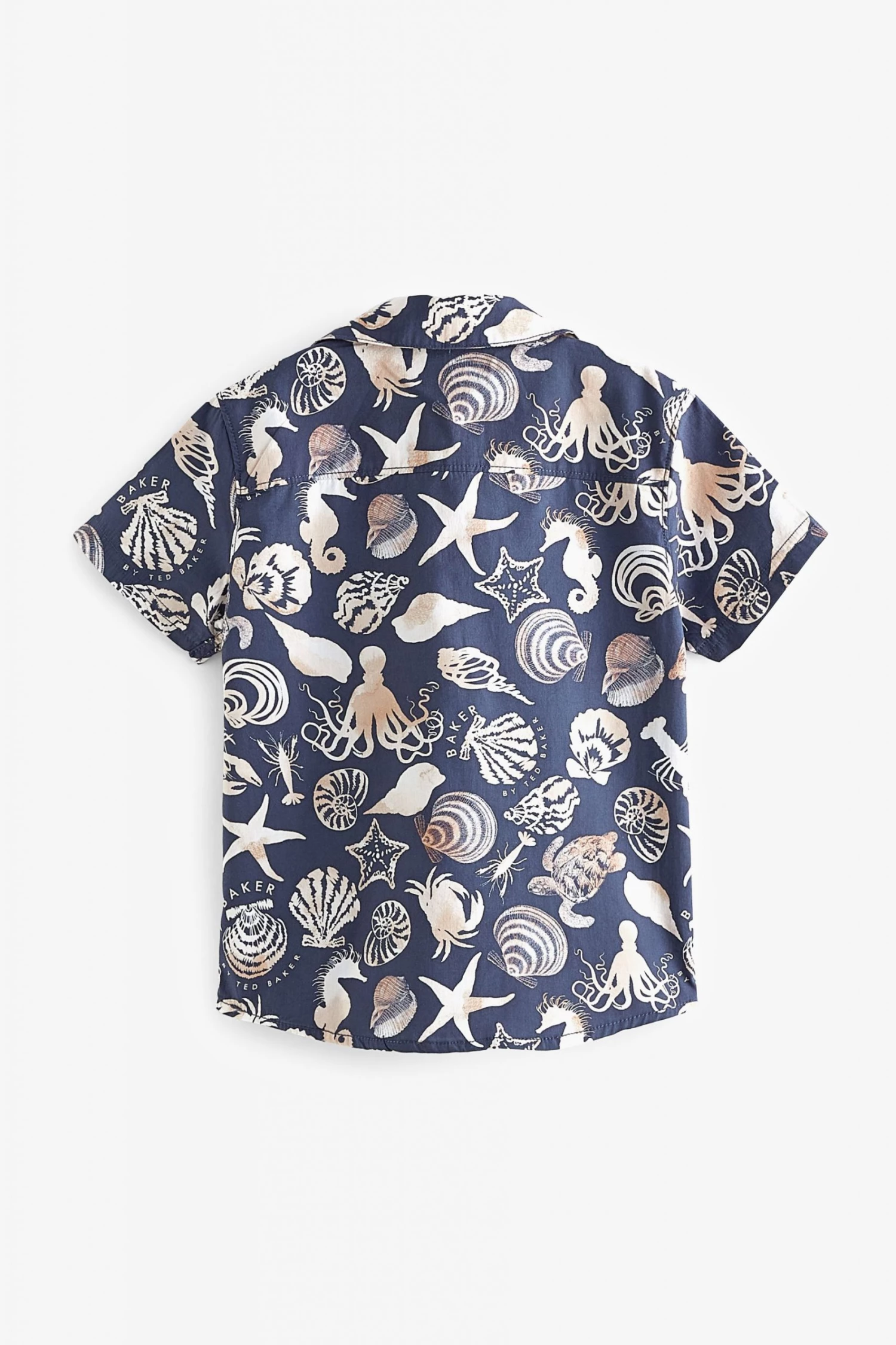 Baker By Ted Baker Navy Blue Shell All-Over Print Shirt 5 Baker By Ted Baker Navy Blue Shell All-Over Print Shirt - Image 5
