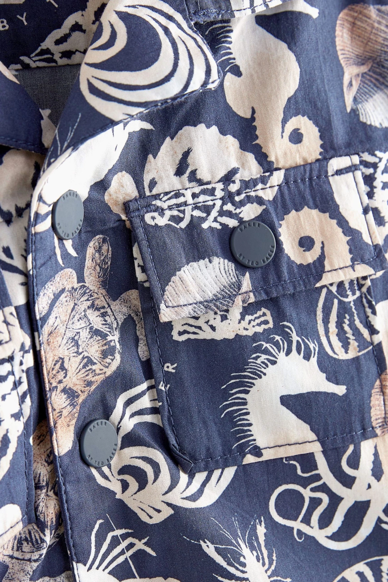 Baker By Ted Baker Navy Blue Shell All-Over Print Shirt 6 Baker By Ted Baker Navy Blue Shell All-Over Print Shirt - Image 6