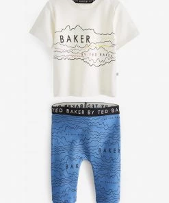 Baker By Ted Baker Blue Graphic T-Shirt And Leggings Set