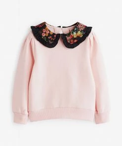 Baker By Ted Baker Pink Frill Collared Sweat Top