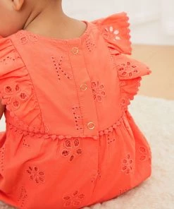 Baker By Ted Baker Coral Pink Broderie Romper -Baker by Ted Baker shop unnamed file 1546 scaled