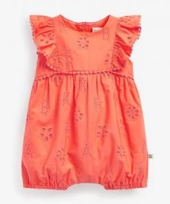 Baker By Ted Baker Coral Pink Broderie Romper -Baker by Ted Baker shop unnamed file 1549