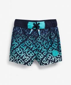 Baker By Ted Baker Navy Blue Ombre Printed Swim Shorts