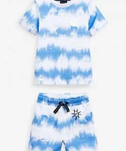 Baker By Ted Baker Blue Tie-Dye T-Shirt And Shorts Set -Baker by Ted Baker shop unnamed file 214