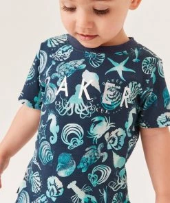 Baker By Ted Baker Navy Blue Printed T-Shirt And Shorts Set -Baker by Ted Baker shop unnamed file 235 scaled