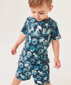 Baker By Ted Baker Navy Blue Printed T-Shirt And Shorts Set -Baker by Ted Baker shop unnamed file 236
