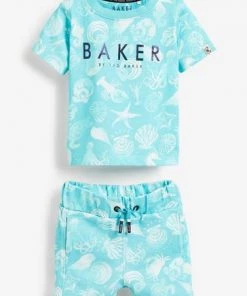 Baker By Ted Baker Blue Printed T-Shirt And Shorts Set -Baker by Ted Baker shop unnamed file 243