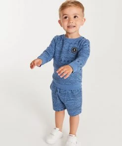 Baker By Ted Baker Blue Printed Sweatshirt And Shorts Set