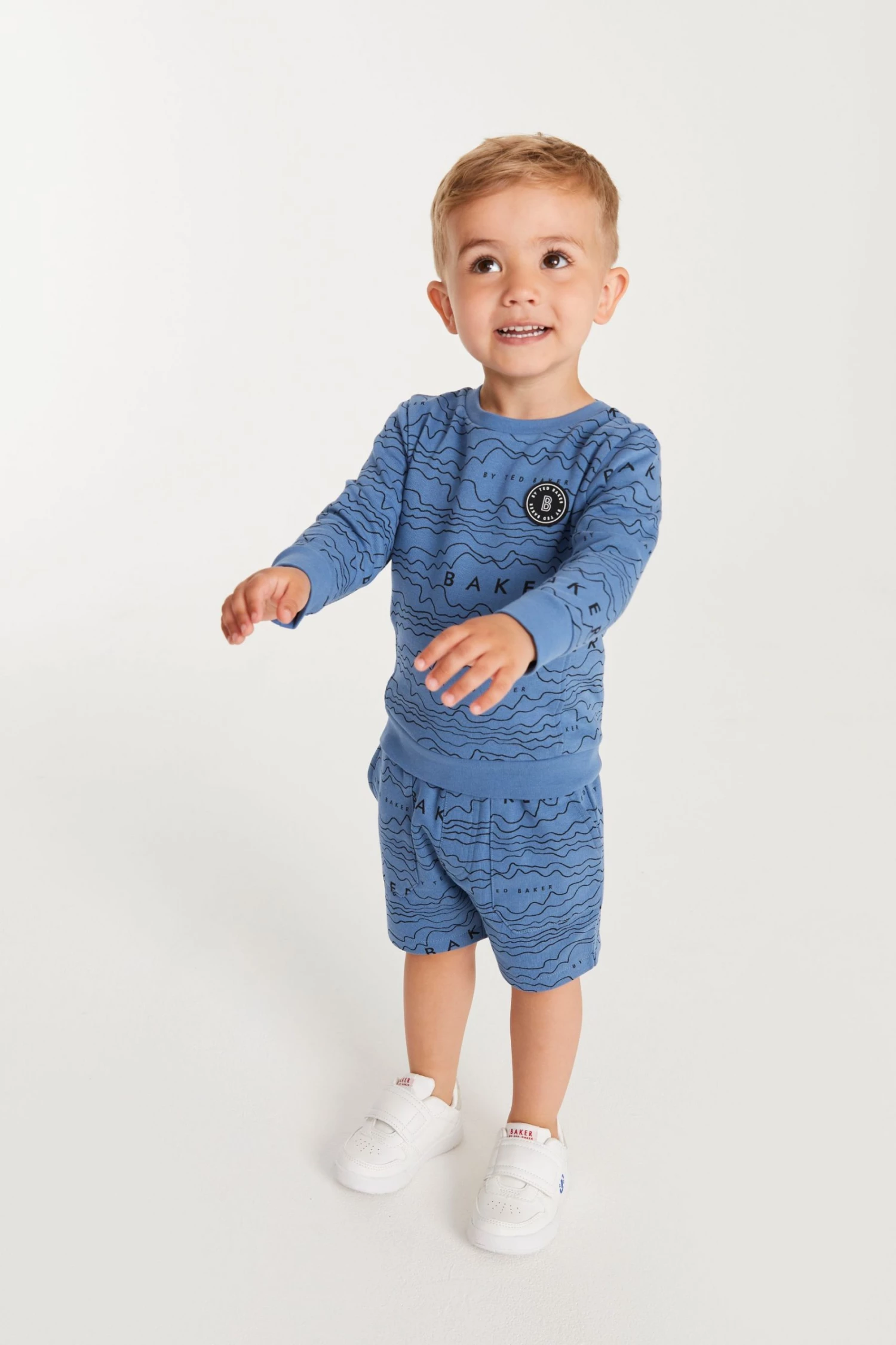 Baker By Ted Baker Blue Printed Sweatshirt And Shorts Set 1 Baker By Ted Baker Blue Printed Sweatshirt And Shorts Set