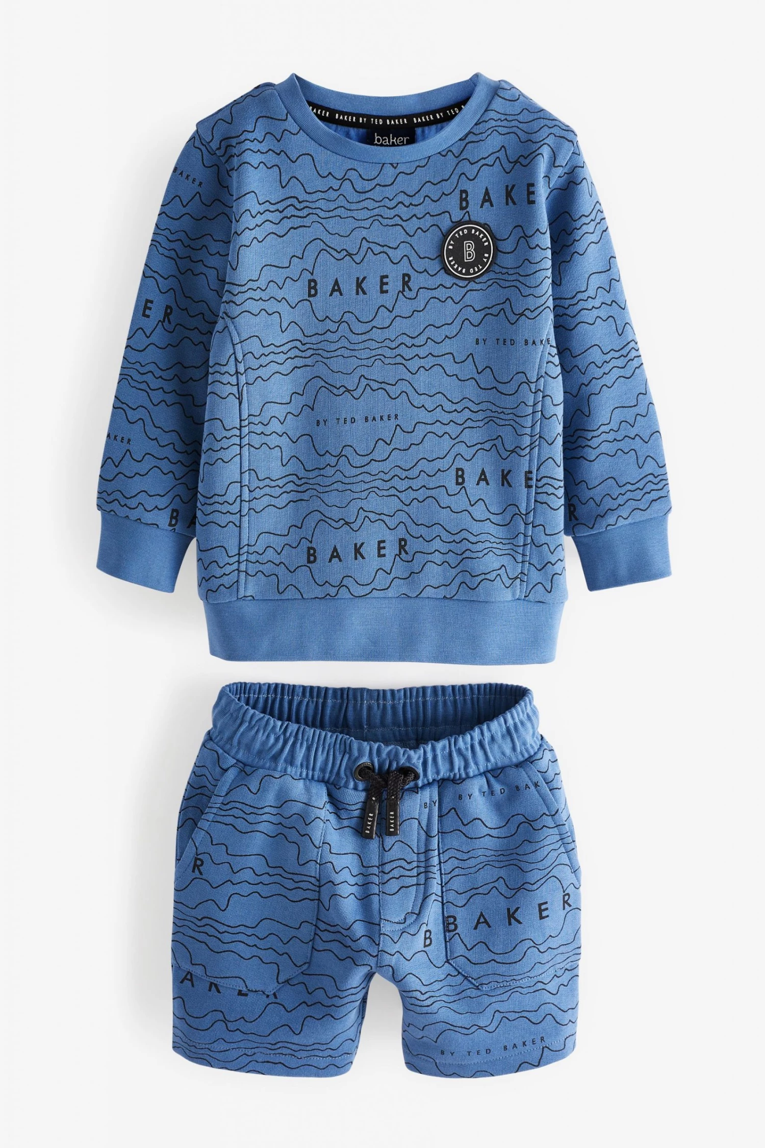 Baker By Ted Baker Blue Printed Sweatshirt And Shorts Set 5 Baker By Ted Baker Blue Printed Sweatshirt And Shorts Set - Image 5