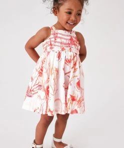 Baker By Ted Baker Printed Coral Pink Dress