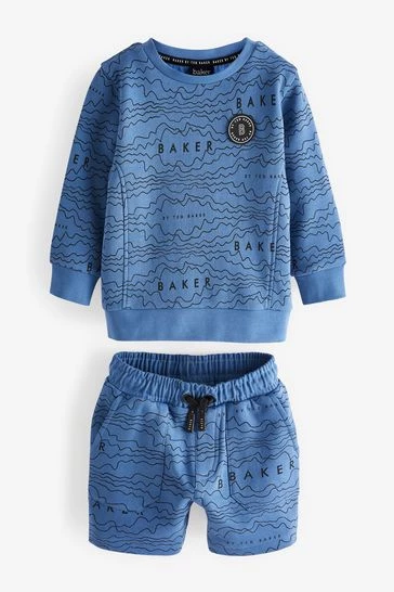 Baker By Ted Baker Blue Printed Sweatshirt And Shorts Set 9 Baker By Ted Baker Blue Printed Sweatshirt And Shorts Set - Image 9