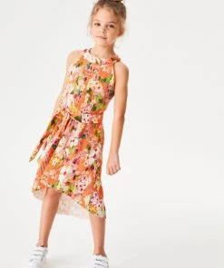 Baker By Ted Baker Orange Pleated Dress