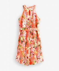 Baker By Ted Baker Orange Pleated Dress -Baker by Ted Baker shop unnamed file 346 scaled
