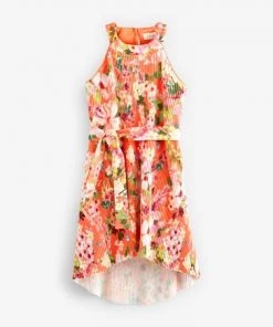 Baker By Ted Baker Orange Pleated Dress -Baker by Ted Baker shop unnamed file 349