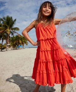Baker By Ted Baker Orange Coral Tiered Dress