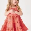 Baker By Ted Baker Ted Baker Coral Pink Tiered Woven Dress