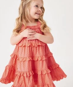 Baker By Ted Baker Ted Baker Coral Pink Tiered Woven Dress