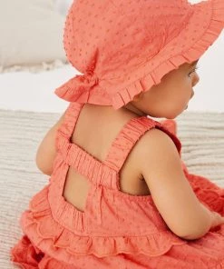 Baker By Ted Baker Baby Girls Coral Pink Tiered Dress And Hat Set -Baker by Ted Baker shop unnamed file 437 scaled