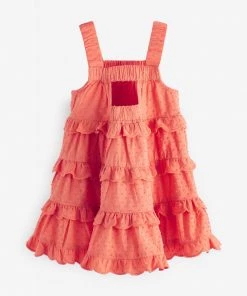 Baker By Ted Baker Baby Girls Coral Pink Tiered Dress And Hat Set -Baker by Ted Baker shop unnamed file 440 scaled