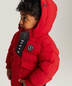 Baker By Ted Baker Shower Resistant Red Padded Coat -Baker by Ted Baker shop unnamed file 478 scaled