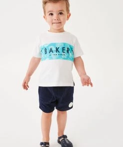 Baker By Ted Baker White T-Shirt And Navy Shorts Set