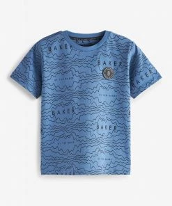 Baker By Ted Baker Blue Printed T-Shirt -Baker by Ted Baker shop unnamed file 573 scaled