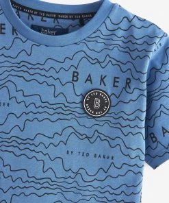 Baker By Ted Baker Blue Printed T-Shirt -Baker by Ted Baker shop unnamed file 575 scaled