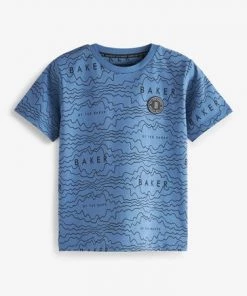 Baker By Ted Baker Blue Printed T-Shirt -Baker by Ted Baker shop unnamed file 577