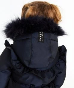 Baker By Ted Baker Navy Frill Parka Coat -Baker by Ted Baker shop unnamed file 783 scaled