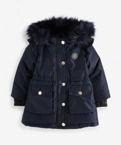 Baker By Ted Baker Navy Frill Parka Coat -Baker by Ted Baker shop unnamed file 787 scaled