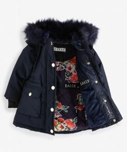 Baker By Ted Baker Navy Frill Parka Coat -Baker by Ted Baker shop unnamed file 788 scaled