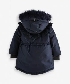Baker By Ted Baker Navy Frill Parka Coat -Baker by Ted Baker shop unnamed file 789 scaled