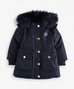 Baker By Ted Baker Navy Frill Parka Coat -Baker by Ted Baker shop unnamed file 790