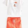 Baker By Ted Baker Orange Jersey Shorts And Graphic T-Shirt Set
