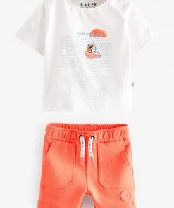 Baker By Ted Baker Orange Jersey Shorts And Graphic T-Shirt Set -Baker by Ted Baker shop unnamed file 94