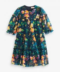 Baker By Ted Baker Navy Chiffon Tier Dress -Baker by Ted Baker shop unnamed file 987
